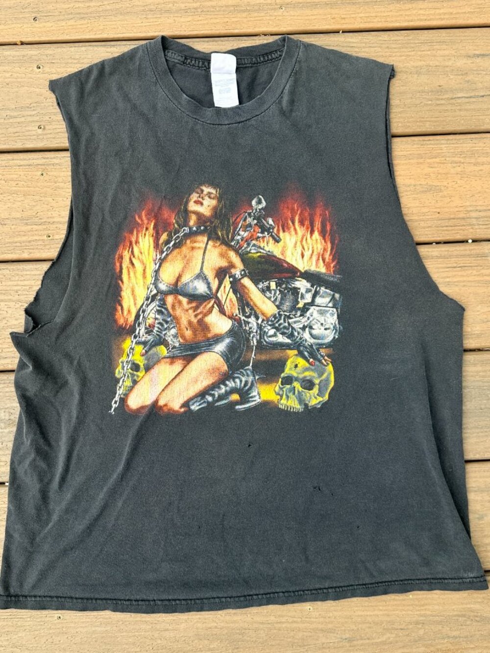Vintage 90s Tennessee River Biker Lady Motorcycle Chopper T-Shirt Men's XL